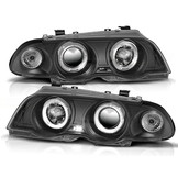 Koplampen dual halo rims geschikt voor BMW E46 05 98-08 01 Angel Eyes zwart