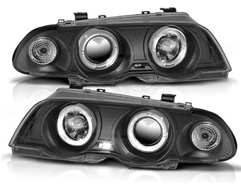 Koplampen dual halo rims geschikt voor BMW E46 05 98-08 01 Angel Eyes zwart