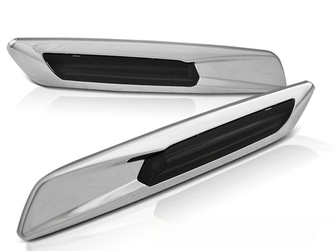 Zijkant knipperlichten geschikt voor BMW E60/E90/E92/E82 LED F10 stijl smoke zilver chroom