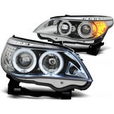 Koplampen dual halo rims geschikt voor BMW E60/E61 03-07 Angel Eyes chroom LED