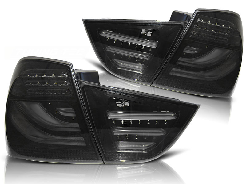 Achterlichten geschikt voor BMW E90 09-11 smoke zwart LED strip
