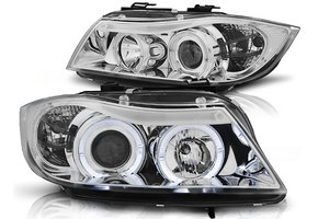 Koplampen dual halo rims geschikt voor BMW E90/E91 03 05-08 08 Angel Eyes chroom