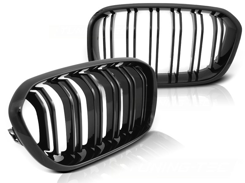 Grill geschikt voor BMW F20/F21 LCI 15-18 glanzend zwart dubbele stang
