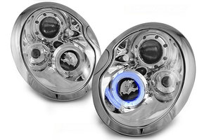 Koplampen dual halo rims geschikt voor BMW MINI (Cooper) 05 01-10 06 Angel Eyes chroom