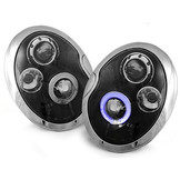 Koplampen dual halo rims geschikt voor BMW MINI (Cooper) 05 01-10 06 Angel Eyes zwart