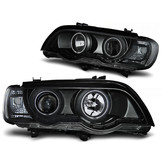 Koplampen xenon geschikt voor BMW X5 E53 09 99-10 03 Angel Eyes zwart
