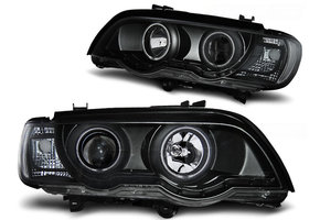 Koplampen xenon geschikt voor BMW X5 E53 09 99-10 03 Angel Eyes zwart