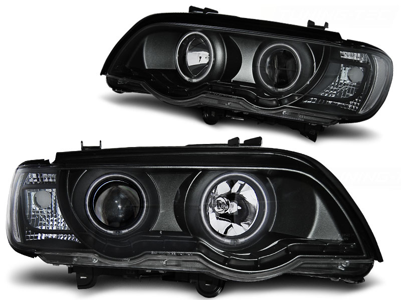Koplampen xenon geschikt voor BMW X5 E53 09 99-10 03 Angel Eyes zwart