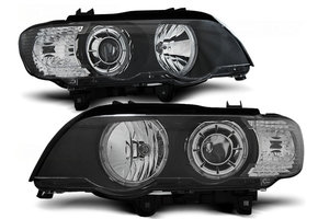 Koplampen xenon geschikt voor BMW X5 E53 09 99-10 03 LED Angel Eyes zwart