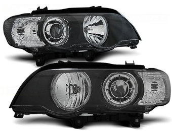 Koplampen xenon geschikt voor BMW X5 E53 09 99-10 03 LED Angel Eyes zwart