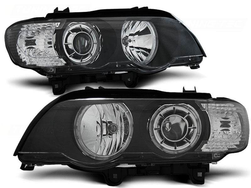 Koplampen xenon geschikt voor BMW X5 E53 09 99-10 03 LED Angel Eyes zwart
