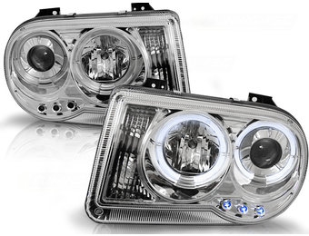 Koplampen dual halo rims geschikt voor Chrysler 300C 05-10 Angel Eyes chroom