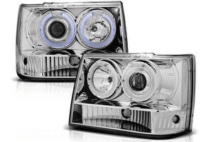 Koplampen dual halo rims geschikt voor Chrysler Jeep Grand Cherokee 93-98 chroom