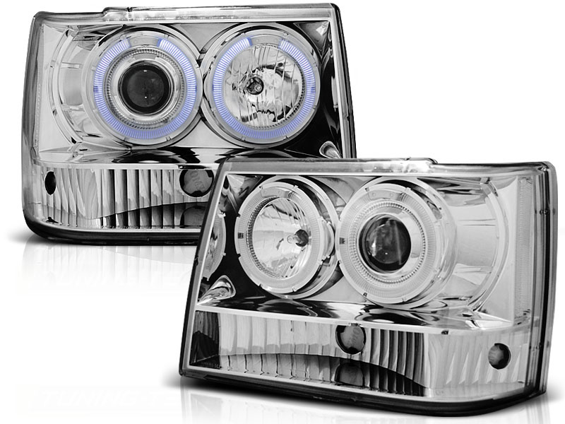 Koplampen dual halo rims geschikt voor Chrysler Jeep Grand Cherokee 93-98 chroom
