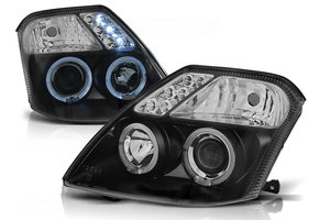 Koplampen dual halo rims geschikt voor Citroën C2 09 03-10 Angel Eyes zwart