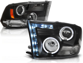 Koplampen dual halo rims geschikt voor Dodge Ram 09-11 Angel Eyes zwart