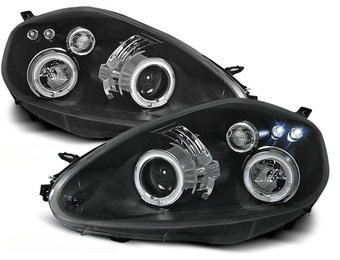 Koplampen dual halo rims geschikt voor Fiat Grande Punto 09 05-08 Angel Eyes zwart