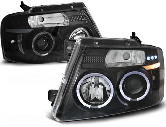 Koplampen dual halo rims geschikt voor Ford F150 MK 11 04-08 Angel Eyes zwart