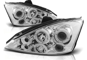 Koplampen dual halo rims geschikt voor Ford Focus 11 01-10 04 Angel Eyes chroom