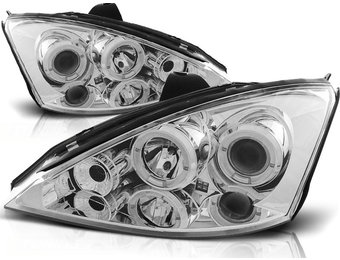 Koplampen dual halo rims geschikt voor Ford Focus 11 01-10 04 Angel Eyes chroom
