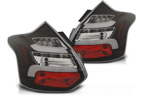 Achterlichten geschikt voor Ford Focus 3 11-10 14 hatchback zwart LED strip seq indic
