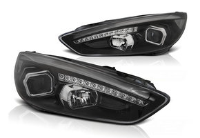 Koplampen dagrijlicht geschikt voor Ford Focus MK3 15-18 zwart DRL LED