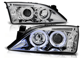 Koplampen dual halo rims geschikt voor Ford Mondeo 09 00-05 07 Angel Eyes chroom