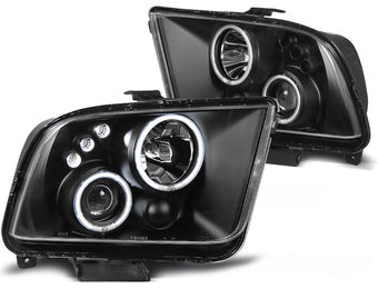 Koplampen dual halo rims geschikt voor Ford Mustang 04-09 Angel Eyes zwart