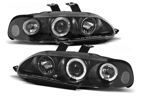 Koplampen dual halo rims geschikt voor Honda Civic 09 91-08 95 2D/3D Angel Eyes zwart