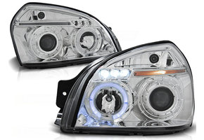 Koplampen dual halo rims geschikt voor Hyundai Tucson 07 04-10 Angel Eyes chroom