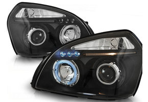 Koplampen dual halo rims geschikt voor Hyundai Tucson 07 04-10 Angel Eyes zwart