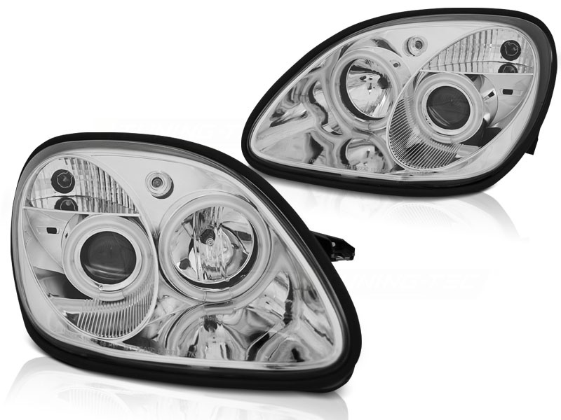 Koplampen dual halo rims geschikt voor Mercedes R170 SLK 04 96-04 Angel Eyes chroom
