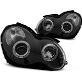 Koplampen dual halo rims geschikt voor Mercedes W203 C-Klasse 07 00-03 04 Angel Eyes zwart