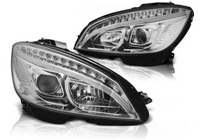 Koplampen met parkeerlicht geschikt voor Mercedes W204 07-10 chroom H7