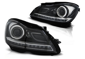 Koplampen met parkeerlicht geschikt voor Mercedes W204 11- zwart tube light