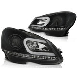 Koplampen met parkeerlicht geschikt voor Mercedes W204 11-14 zwart tube light