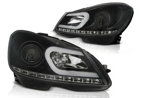 Koplampen met parkeerlicht geschikt voor Mercedes W204 11-14 zwart tube light