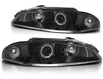 Koplampen dual halo rims geschikt voor Mitsubishi Eclipse 97-12 98 Angel Eyes zwart