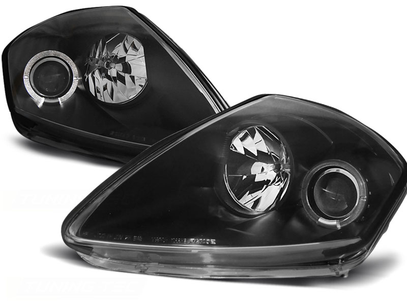 Koplampen dual halo rims geschikt voor Mitsubishi Eclipse D50 00-05 zwart