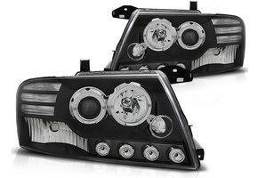 Koplampen met parkeerlicht geschikt voor Mitsubishi Pajero V60 00-06 Angel Eyes zwart