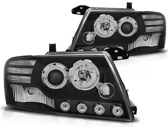 Koplampen met parkeerlicht geschikt voor Mitsubishi Pajero V60 00-06 Angel Eyes zwart