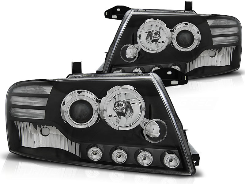 Koplampen met parkeerlicht geschikt voor Mitsubishi Pajero V60 00-06 Angel Eyes zwart