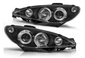 Koplampen geschikt voor Peugeot 206 10 98-02 Angel Eyes zwart