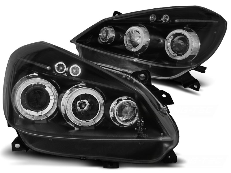 Koplampen geschikt voor Renault Clio 3 05-09 zwart Angel Eyes