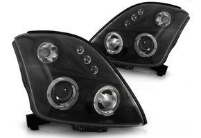 Koplampen geschikt voor Suzuki Swift 05 05-10 Angel Eyes zwart