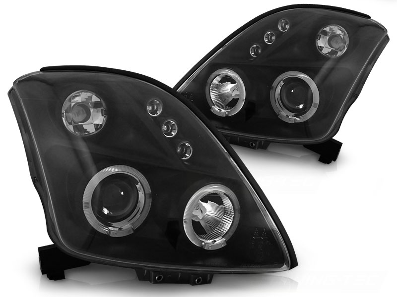 Koplampen geschikt voor Suzuki Swift 05 05-10 Angel Eyes zwart