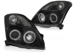 Koplampen geschikt voor Suzuki Swift 05 05-10 CCFL Angel Eyes zwart