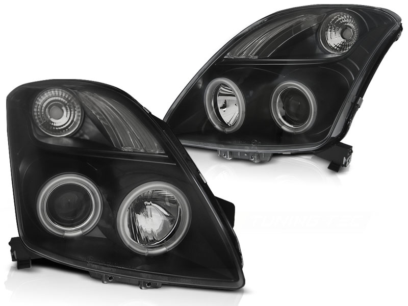 Koplampen geschikt voor Suzuki Swift 05 05-10 CCFL Angel Eyes zwart