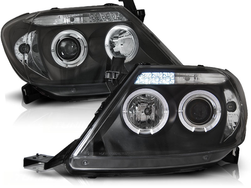 Koplampen geschikt voor Toyota Hilux 05-11 Angel Eyes zwart