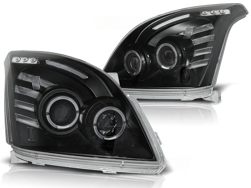 Koplampen geschikt voor Toyota Land Cruiser 120 03-09 Angel Eyes zwart